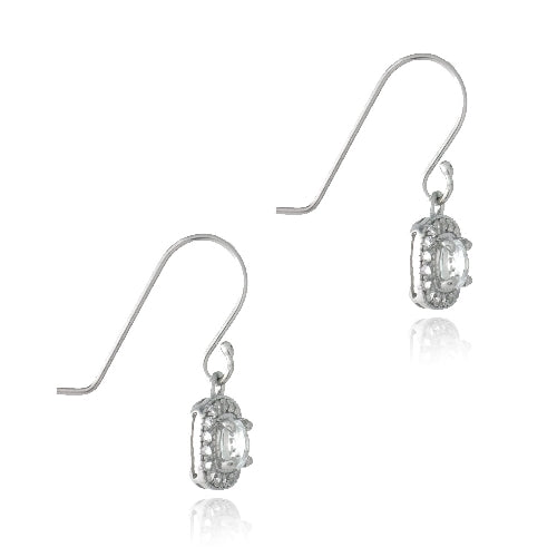 Sterling Silver 2.25ct White Topaz Square Dangle Earrings-2