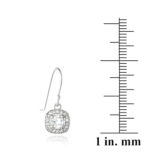 Sterling Silver 2.25ct White Topaz Square Dangle Earrings-3