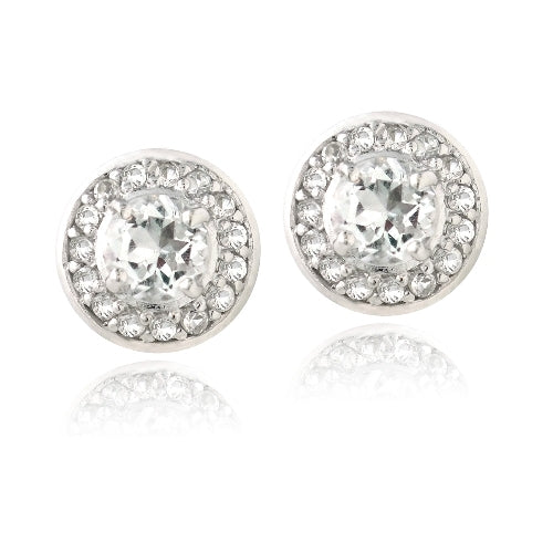 Sterling Silver 1.25ct White Topaz Round Stud Earrings