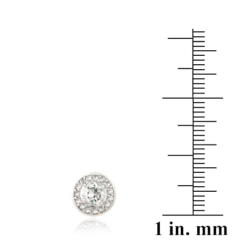 Sterling Silver 1.25ct White Topaz Round Stud Earrings-3