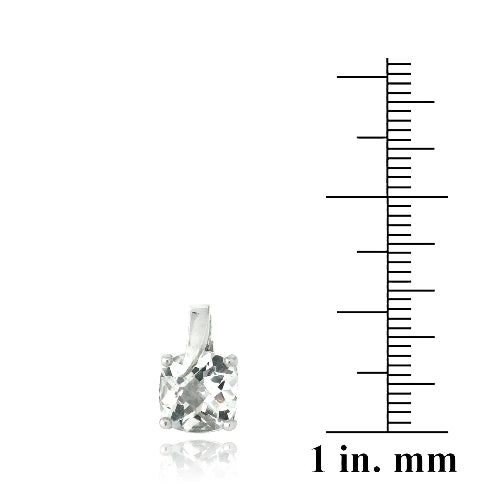 Sterling Silver 2.6ct White Topaz Cushion Cut Curve Stud Earrings-3