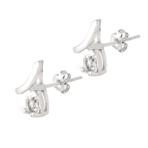 Sterling Silver 1.75ct White Topaz Teardrop Curve Stud Earrings-2
