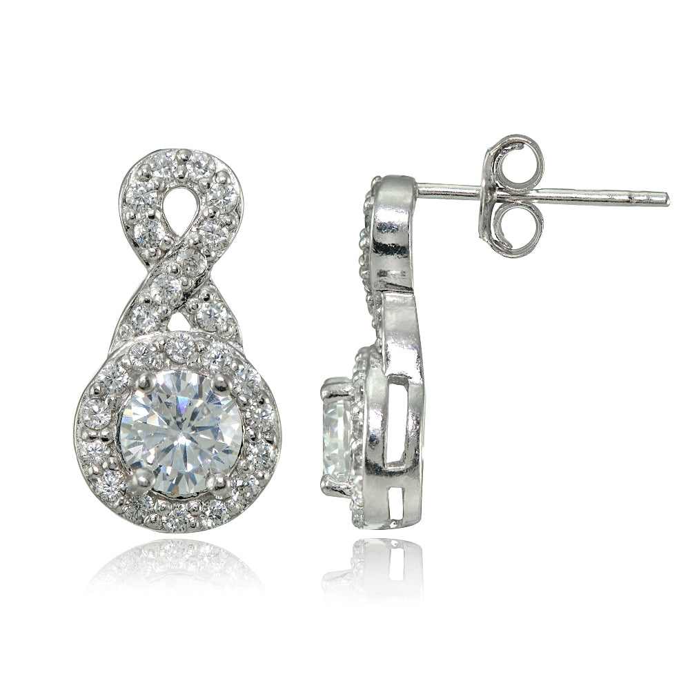 Sterling Silver Cubic Zirconia Infinity Stud Earrings