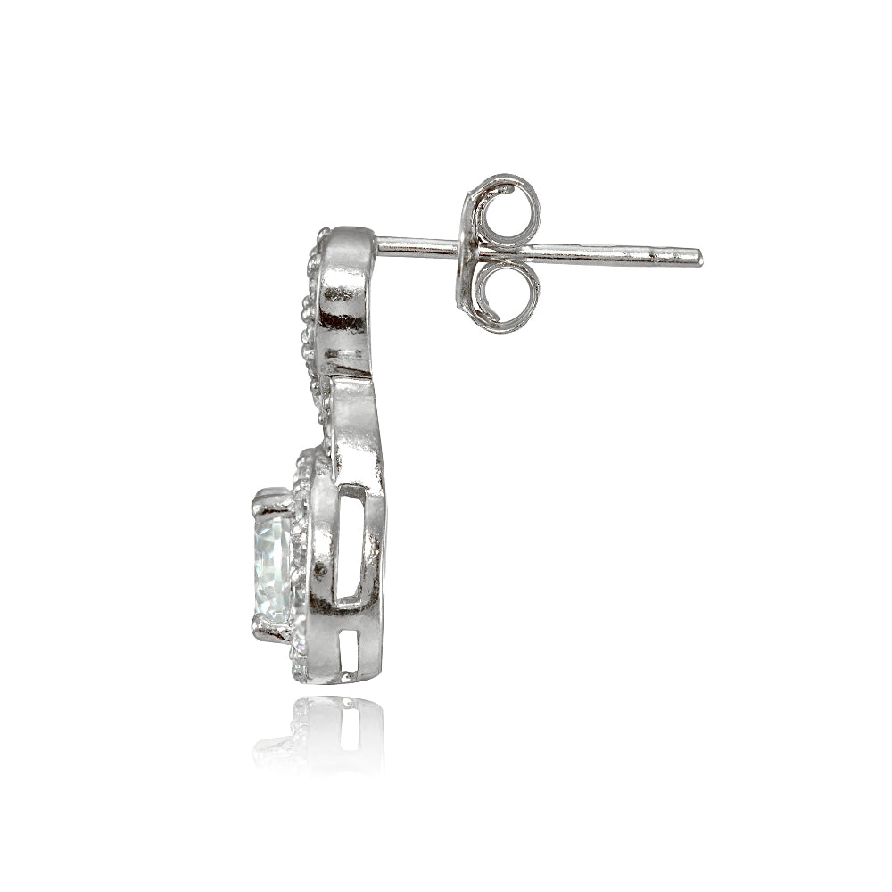 Sterling Silver Cubic Zirconia Infinity Stud Earrings-2