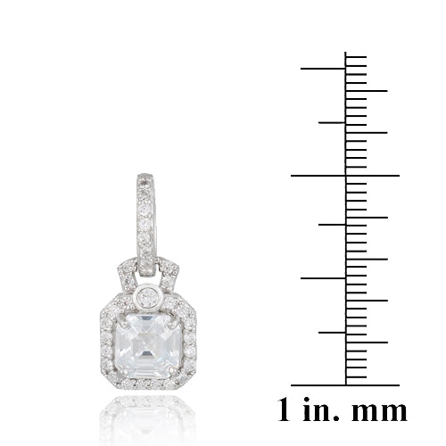Sterling Silver 4.5ct Asscher Cut CZ Dangle Hoop Earrings-3
