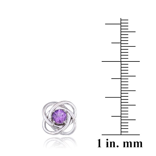 Sterling Silver 3/4ct Amethyst Love Knot Stud Earrings-3