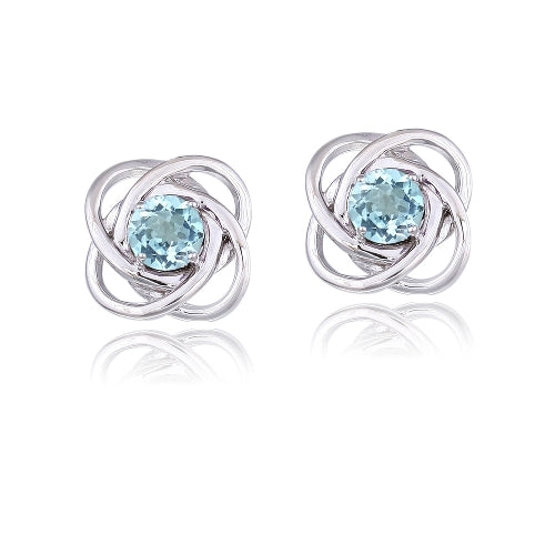 Sterling Silver 1ct Blue Topaz Love Knot Stud Earrings