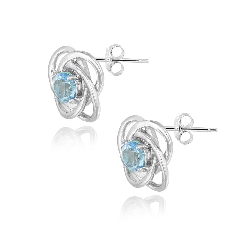 Sterling Silver 1ct Blue Topaz Love Knot Stud Earrings-2