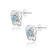 Sterling Silver 1ct Blue Topaz Love Knot Stud Earrings