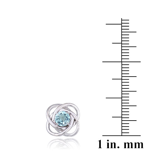 Sterling Silver 1ct Blue Topaz Love Knot Stud Earrings-3