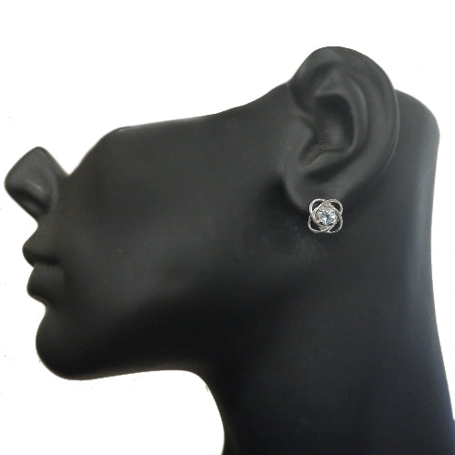 Sterling Silver 1ct Blue Topaz Love Knot Stud Earrings-4