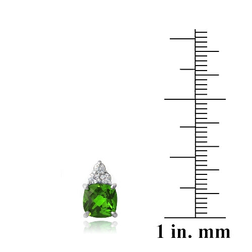 Sterling Silver 2ct Created Emerald & CZ Cushion Cut Stud Earrings-3