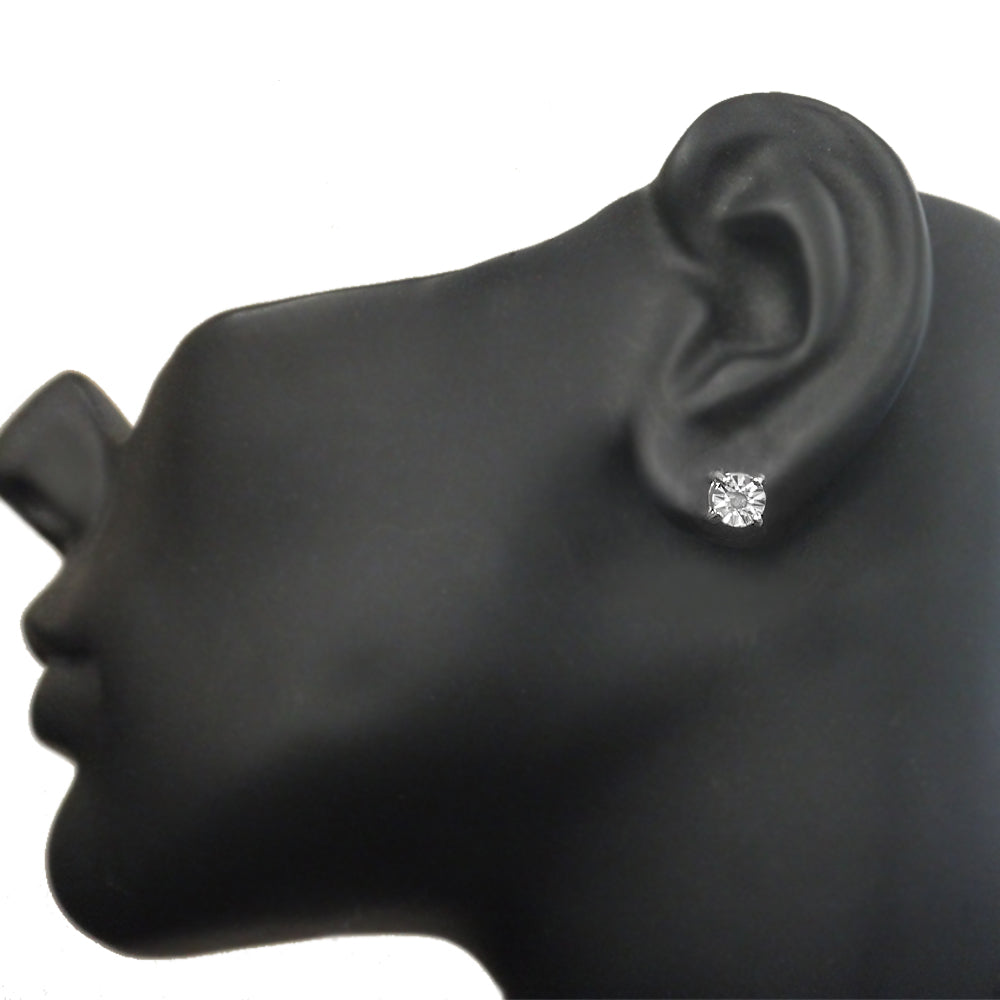 Sterling Silver Diamond Accent Illusion-Set Stud Earrings-4