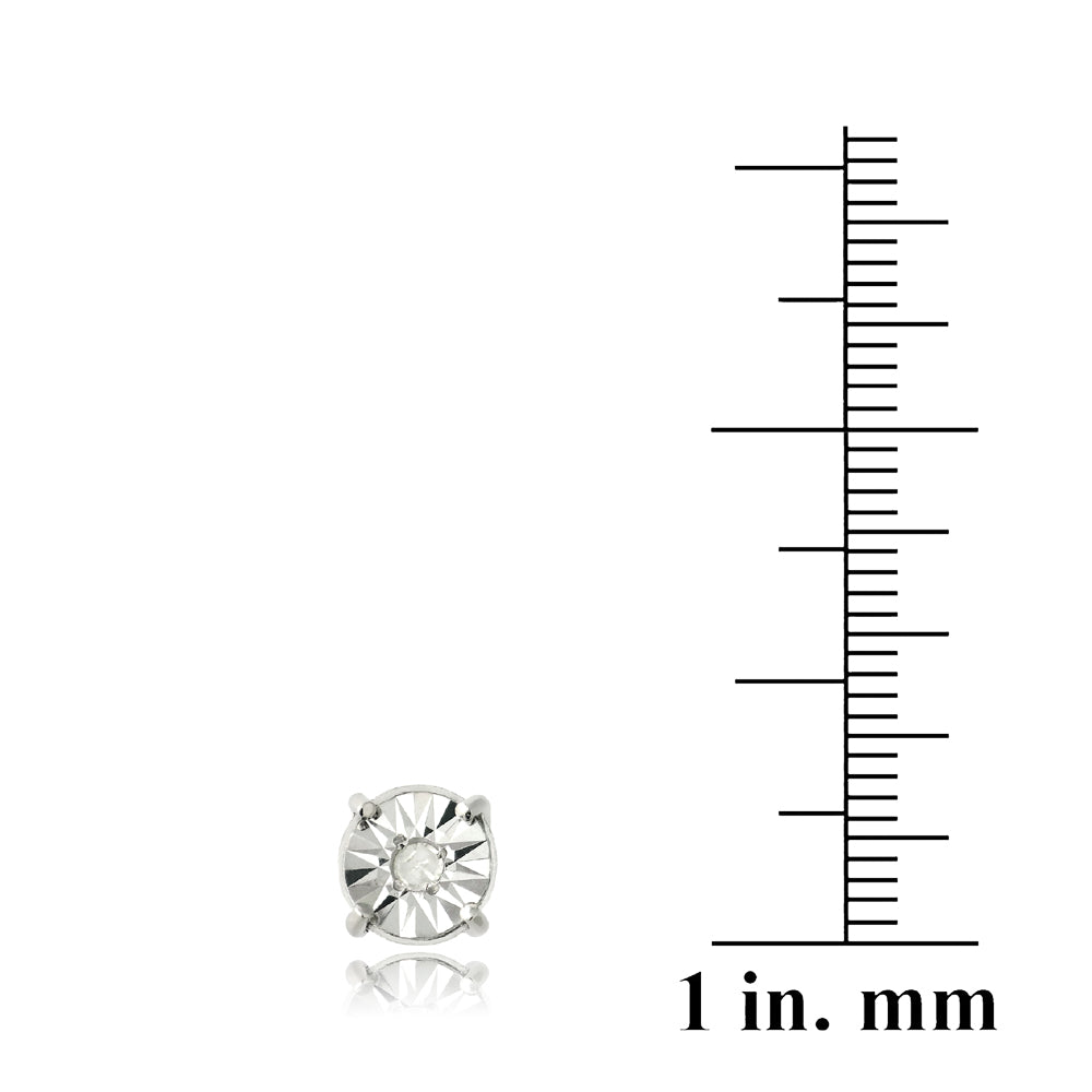 Sterling Silver 1/10 ct Diamond Illusion-Set Stud Earrings-3