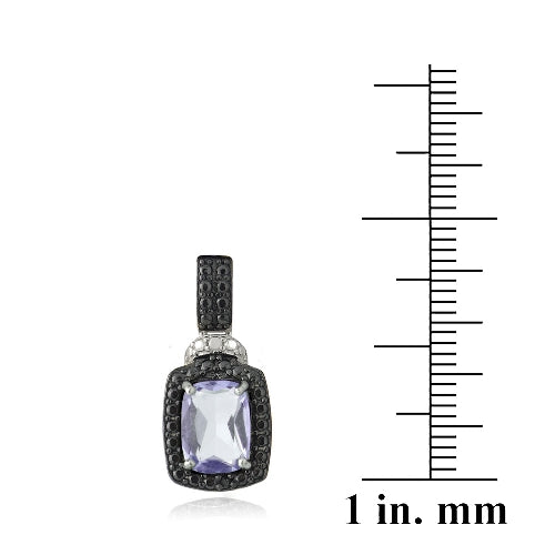 Sterling Silver 3ct Amethyst & Black Diamond Accent Rectangle Dangle Earrings-3