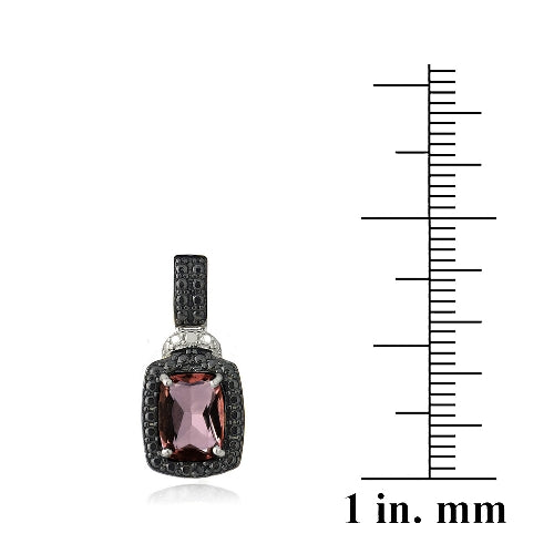 Sterling Silver 3.8ct Garnet & Black Diamond Accent Rectangle Dangle Earrings
