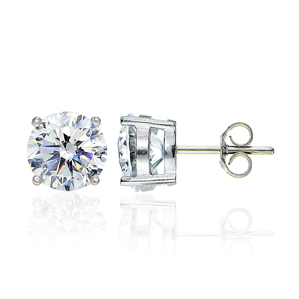 Sterling Silver Round 8mm Solitaire Stud Earrings created with Swarovski Zirconia