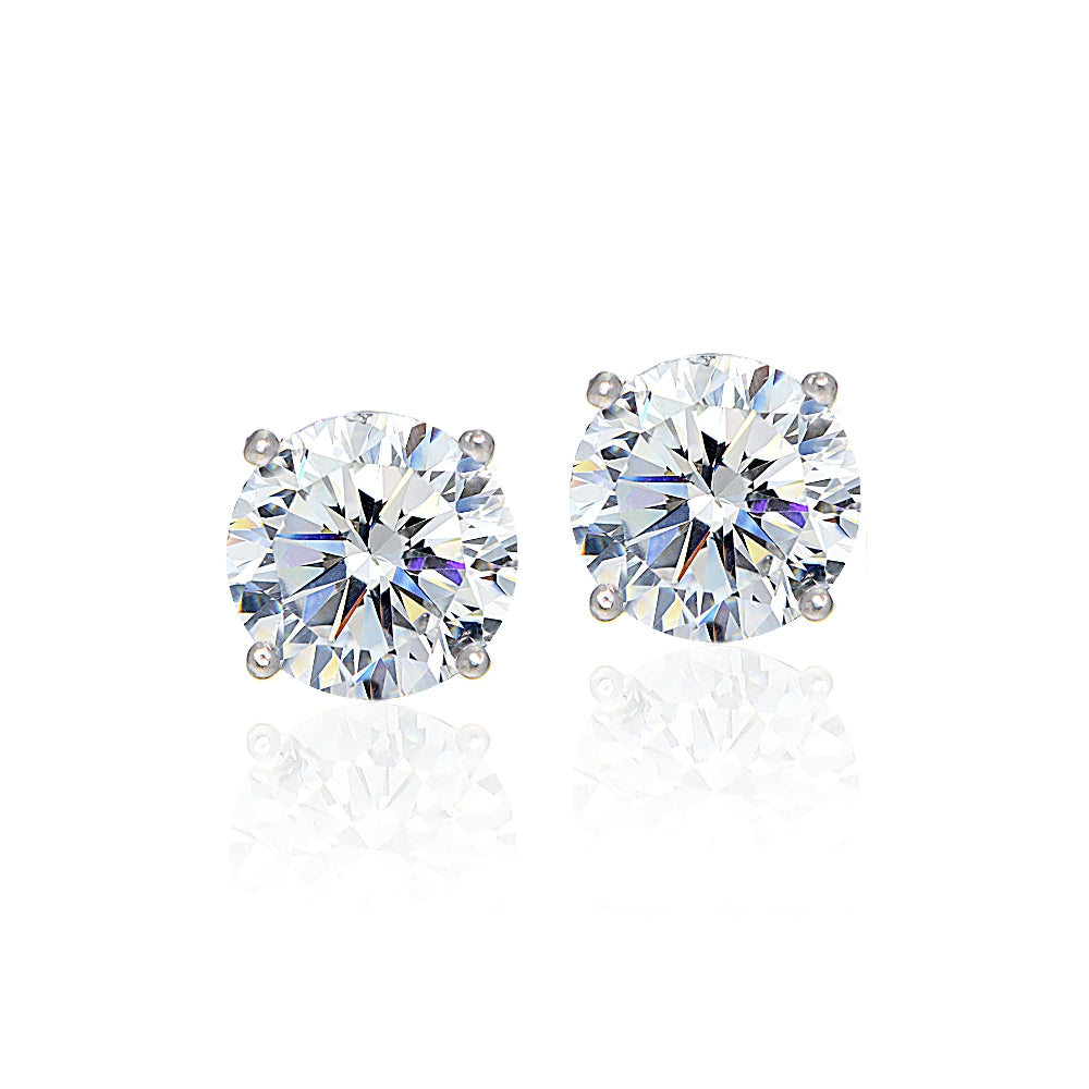 Sterling Silver Round 8mm Solitaire Stud Earrings created with Swarovski Zirconia-2