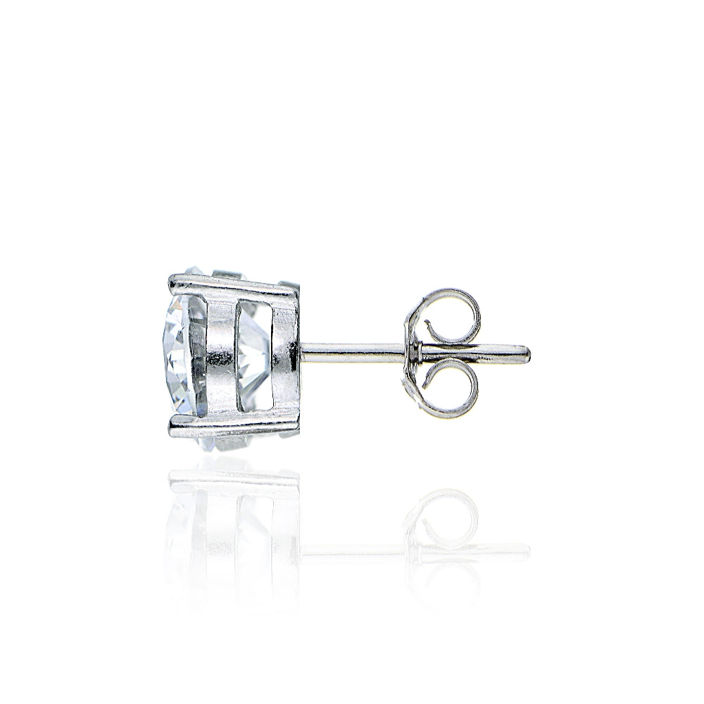 Sterling Silver Round 8mm Solitaire Stud Earrings created with Swarovski Zirconia-3