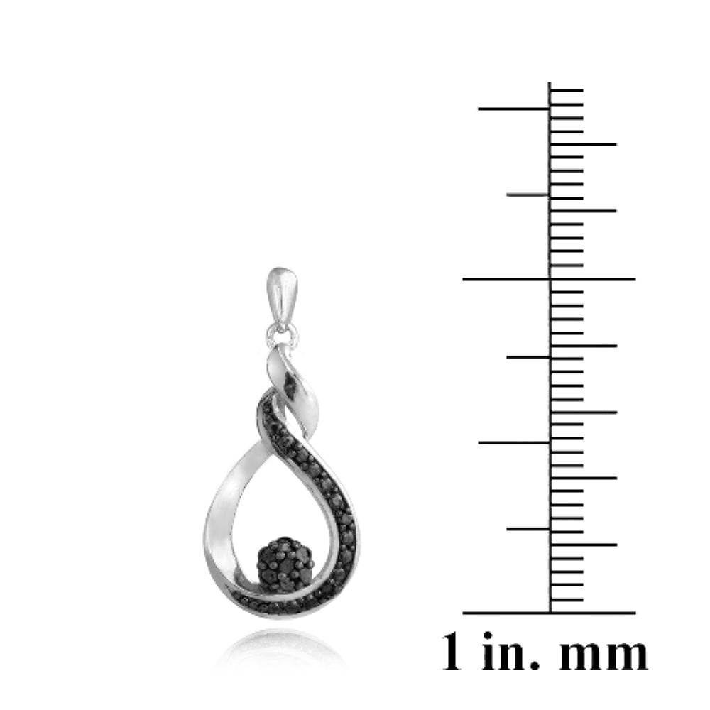 Sterling Silver 1/10 ct Black Diamond Cluster Teardrop Dangle Earrings-4