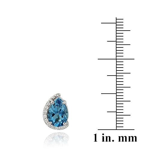 Sterling Silver 4.5ct London Blue Topaz & CZ Teardrop Earrings-3