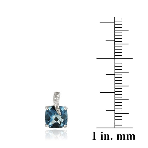 Sterling Silver 6.7ct London Blue Topaz & Diamond Accent Cushion Cut Curve Earrings