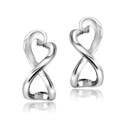 Sterling Silver Infinity Heart Half Hoop Earrings
