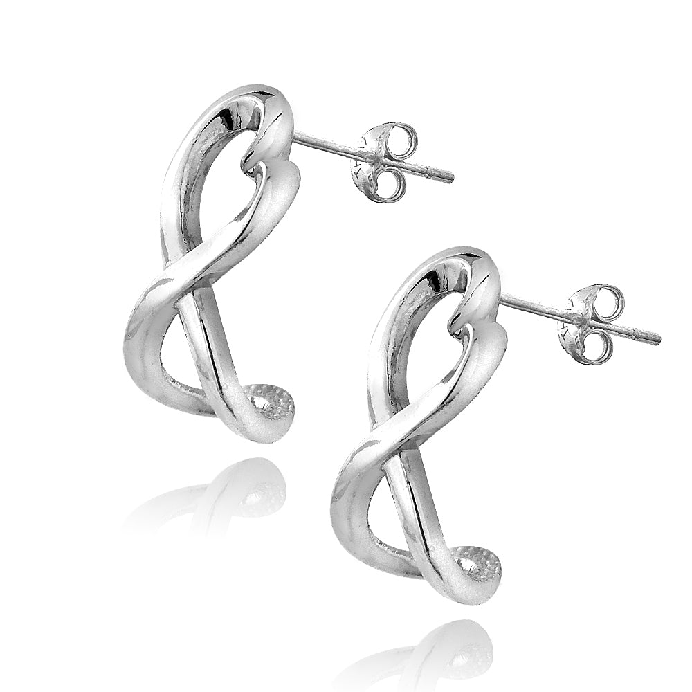 Sterling Silver Infinity Heart Half Hoop Earrings-2
