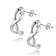 Sterling Silver Infinity Heart Half Hoop Earrings