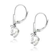 Sterling Silver 5.5ct Created White Sapphire Square Leverback Earrings