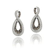 Sterling Silver 1/3ct Champagne Diamond Infinity Drop Earrings