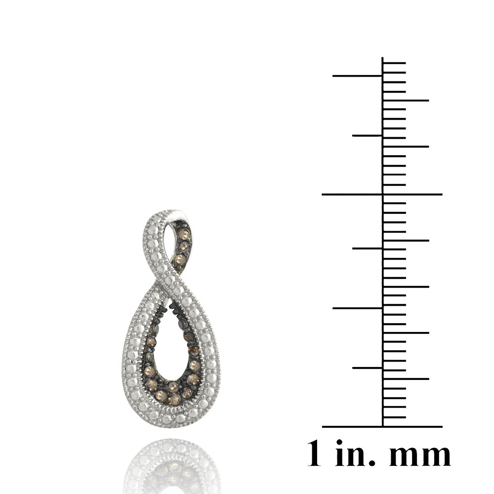 Sterling Silver 1/3ct Champagne Diamond Infinity Drop Earrings-3