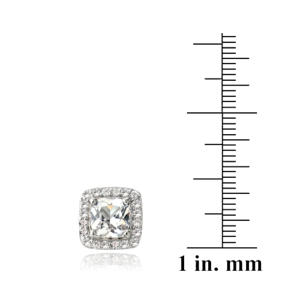 Sterling Silver 2.5ct White Topaz Square Cushion-Cut Stud Earrings-5
