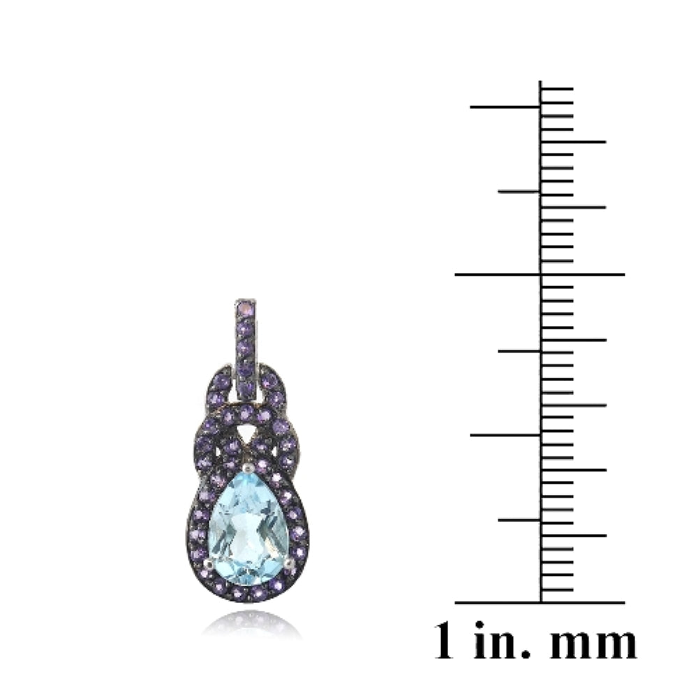 Sterling Silver Blue Topaz & Amethyst Twist Teardrop Dangle Earrings-4