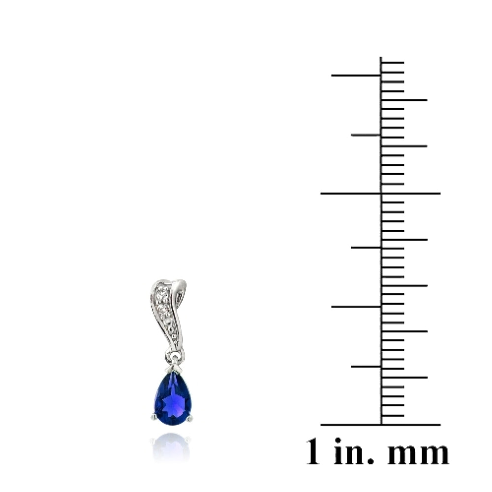 Sterling Silver Created Sapphire & White Topaz Swirl Teardrop Earrings-3