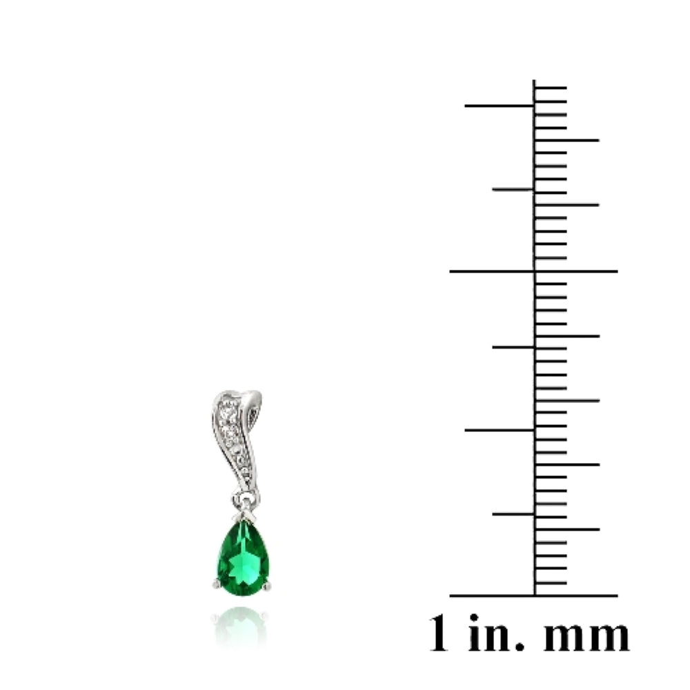 Sterling Silver Created Green Quartz & White Topaz Swirl Teardrop Earrings-4