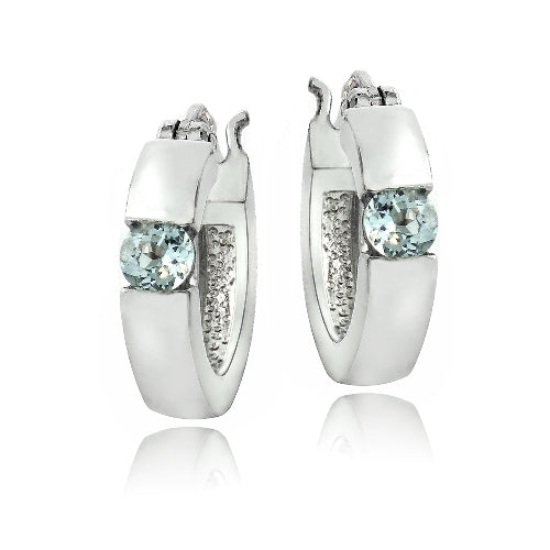 Sterling Silver Blue Topaz Huggie Earrings