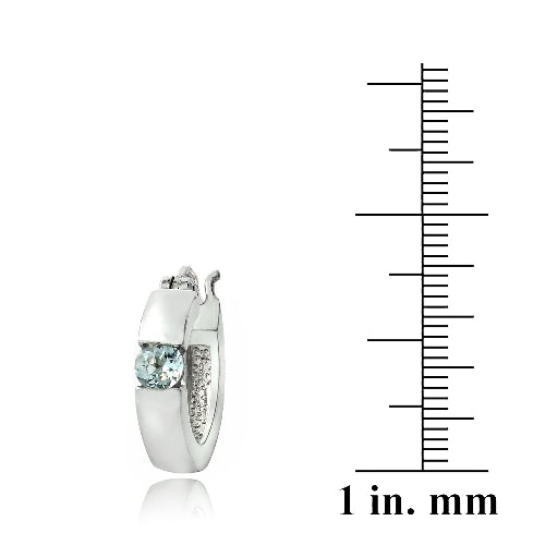 Sterling Silver Blue Topaz Huggie Earrings-3