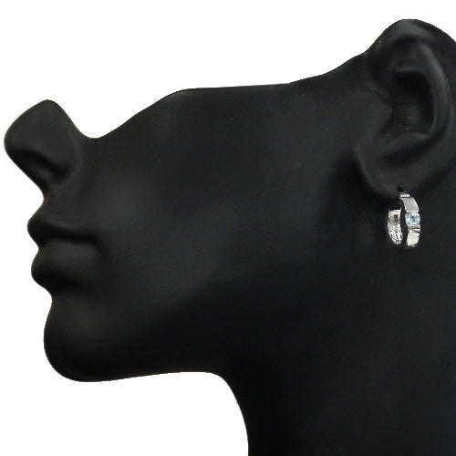 Sterling Silver Blue Topaz Huggie Earrings-4