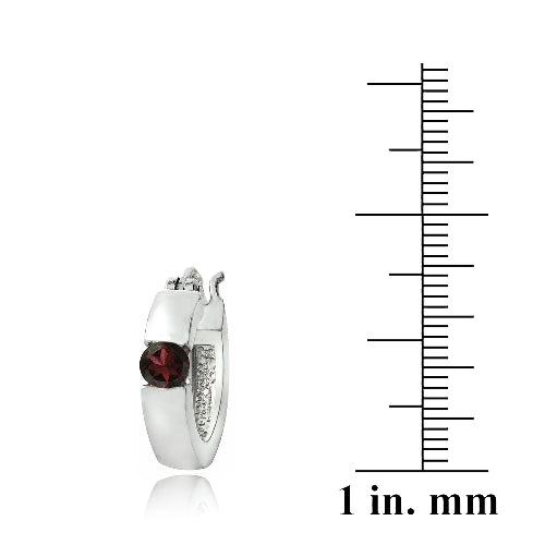 Sterling Silver Garnet Huggie Earrings