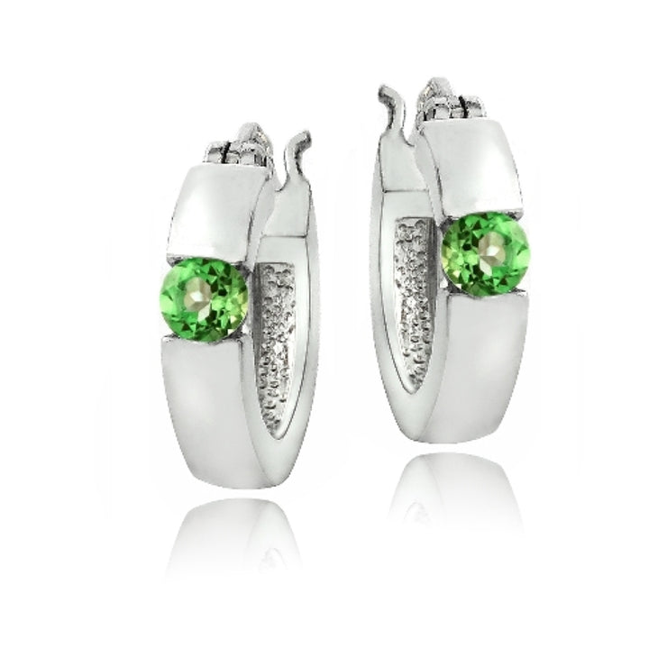 Sterling Silver Peridot Topaz Huggie Earrings