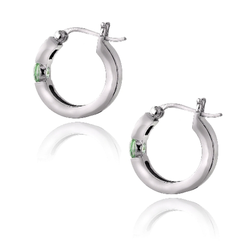 Sterling Silver Peridot Topaz Huggie Earrings-3