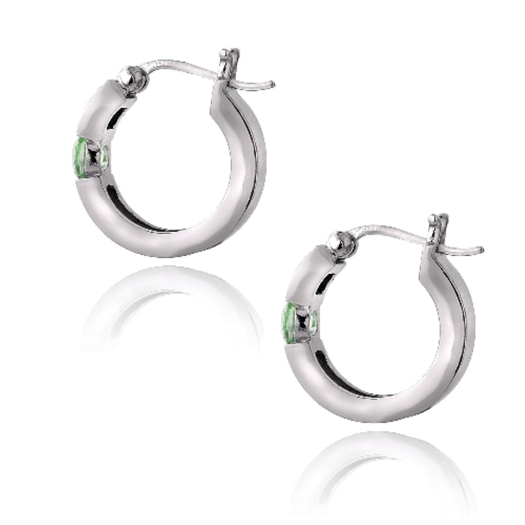 Sterling Silver Peridot Topaz Huggie Earrings