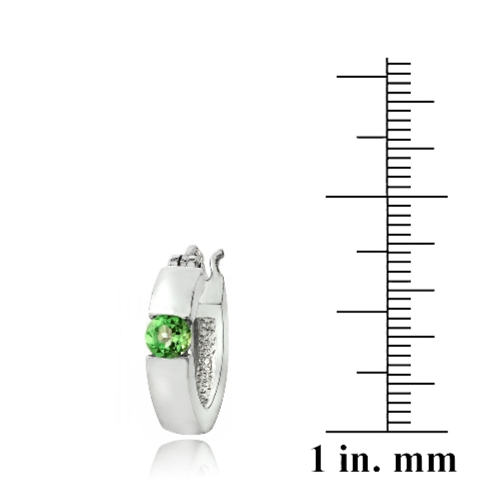Sterling Silver Peridot Topaz Huggie Earrings-4