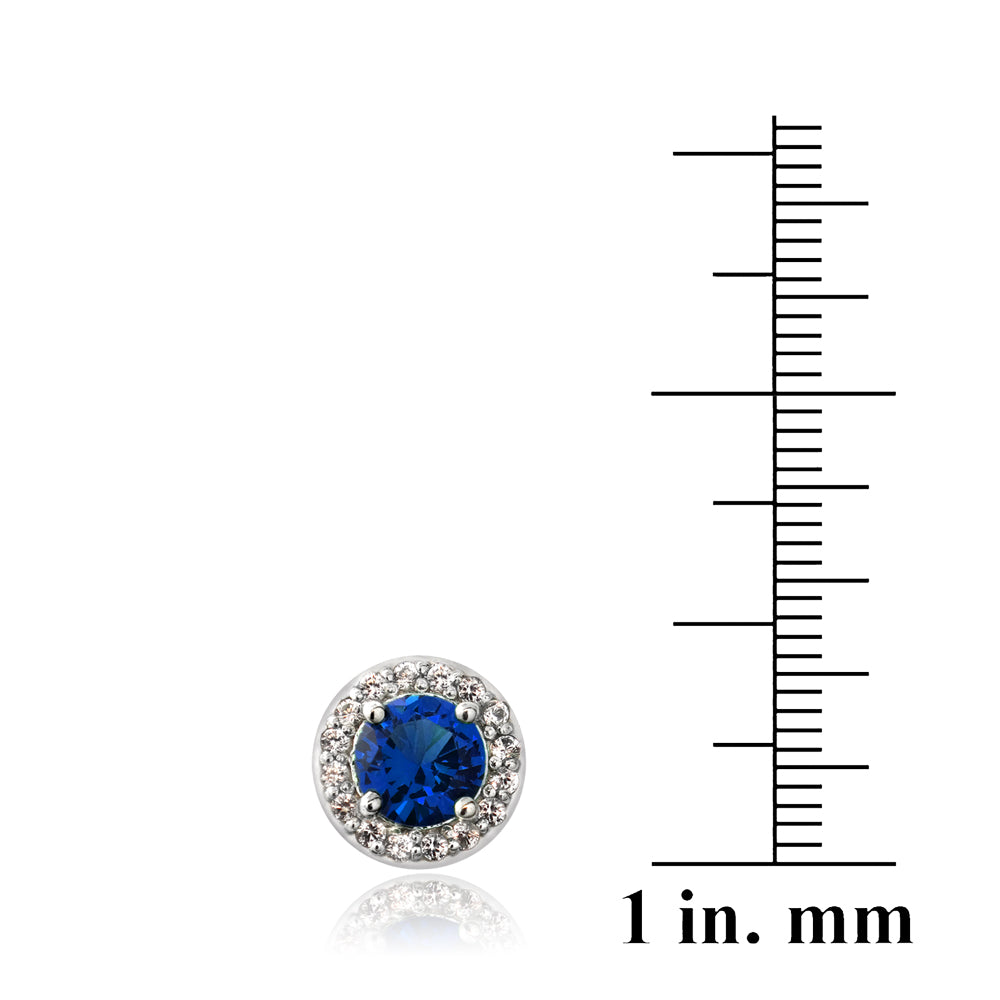 Sterling Silver 2.5ct Created Blue & White Sapphire Round Stud Earrings-4