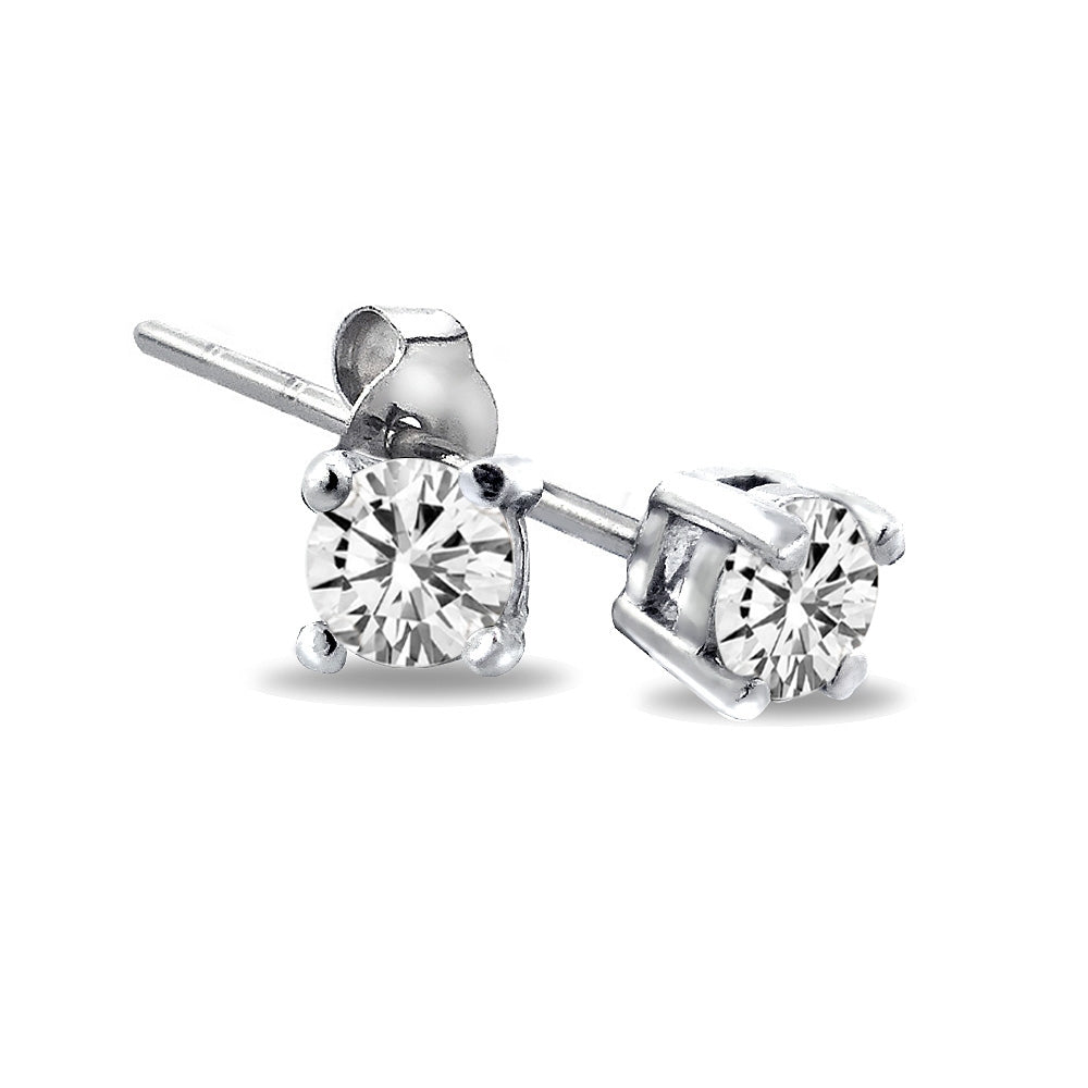 Sterling Silver 1/8 ct Diamond Stud Earrings (H-I,I2-3)