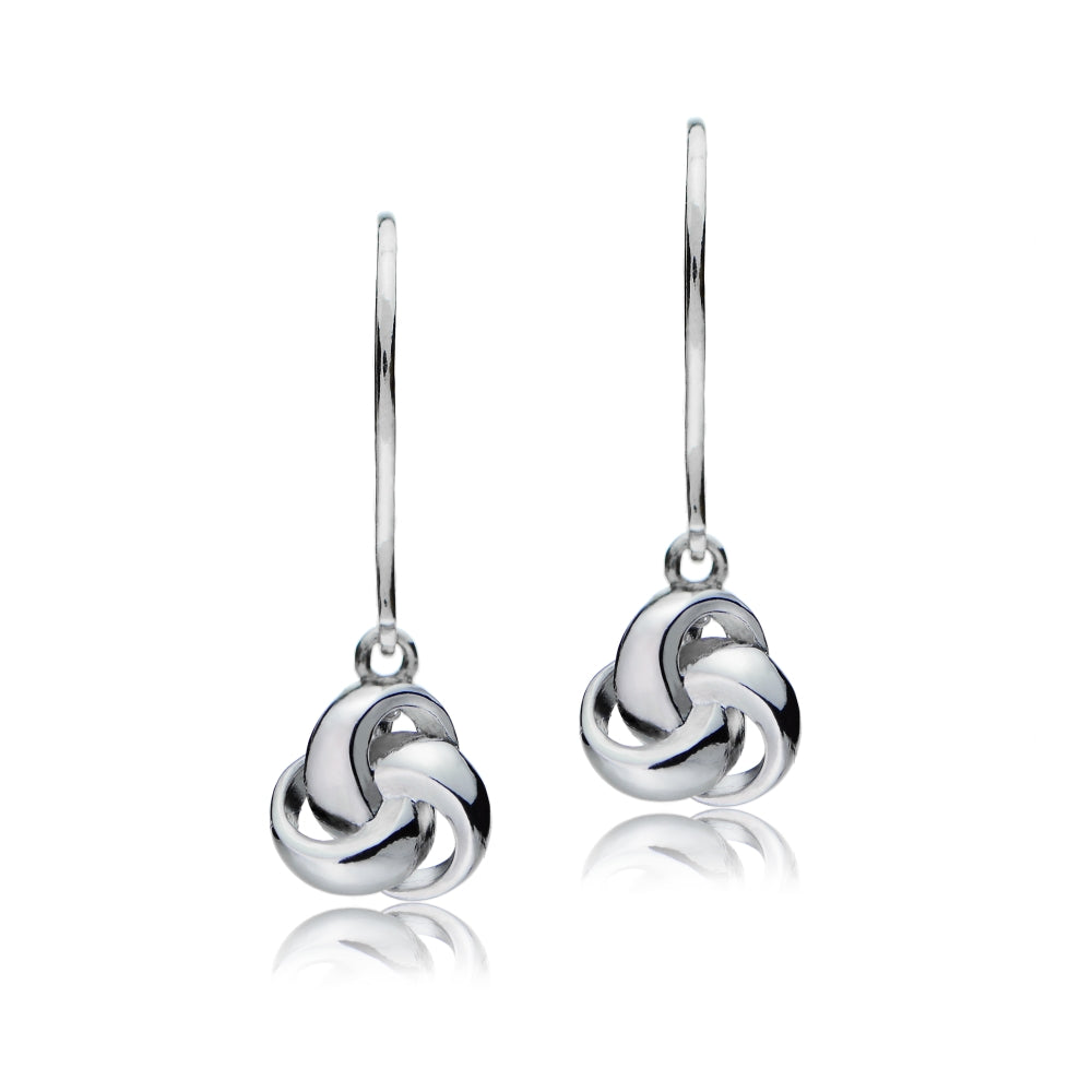 Sterling Silver Love Knot Dangle Leverback Earrings-2