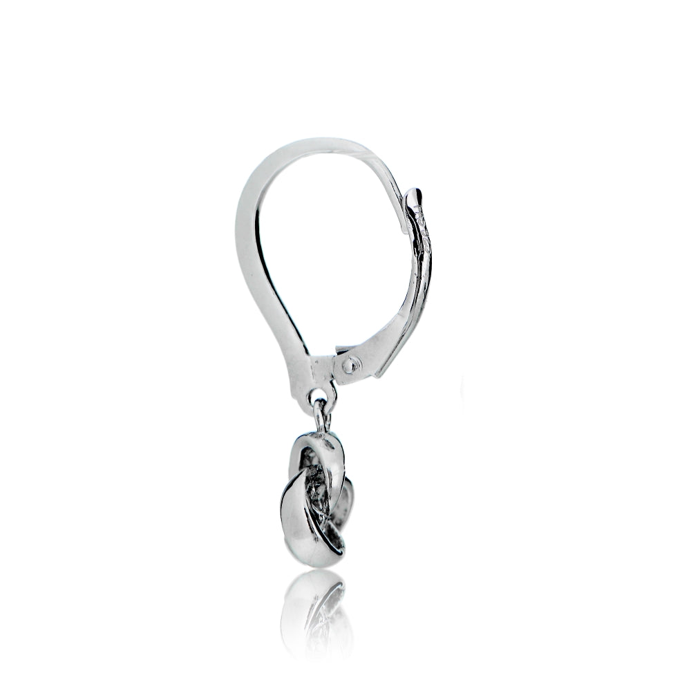 Sterling Silver Love Knot Dangle Leverback Earrings-3