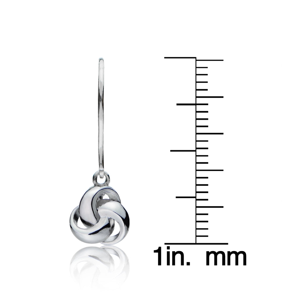 Sterling Silver Love Knot Dangle Leverback Earrings-4