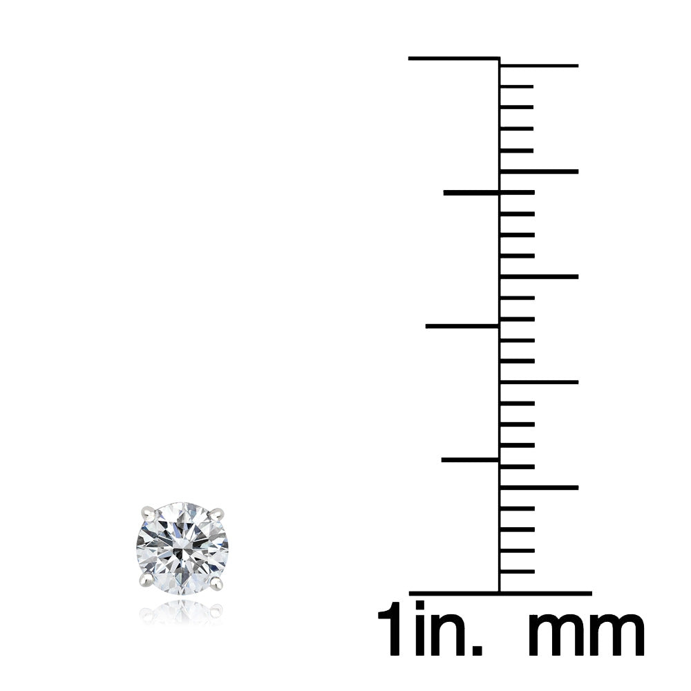 Platinum Plated Sterling Silver 100 Facets Cubic Zirconia Stud Earrings (1cttw)-3
